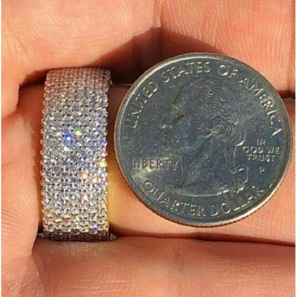 Sterling silver and 18kt gold plated pave band - Picture 7 of 9